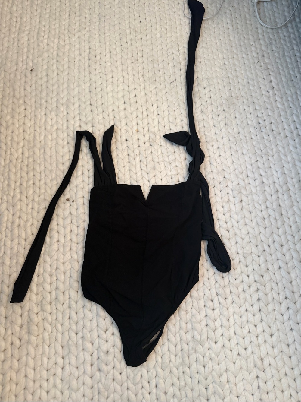 Black Strapless One-Piece Bodysuit